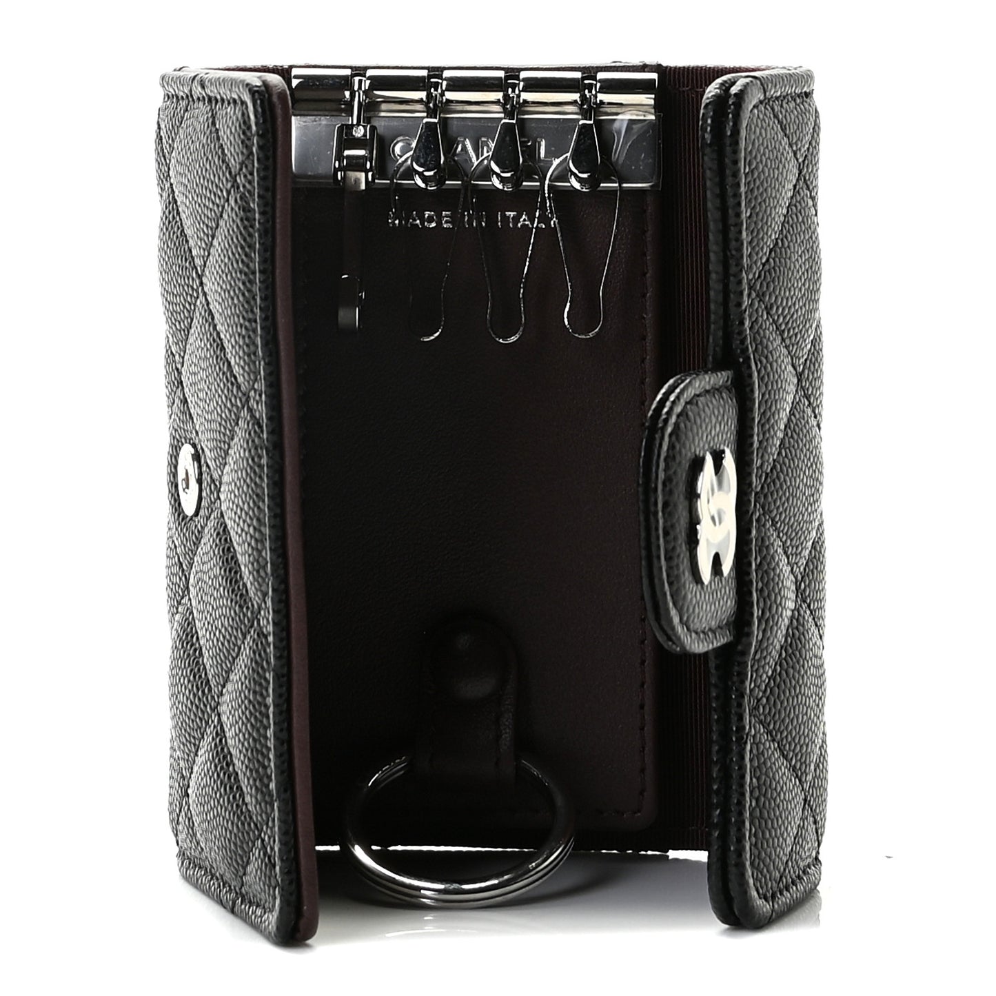 Caviar Quilted Classic 4 Key Holder Wallet Black