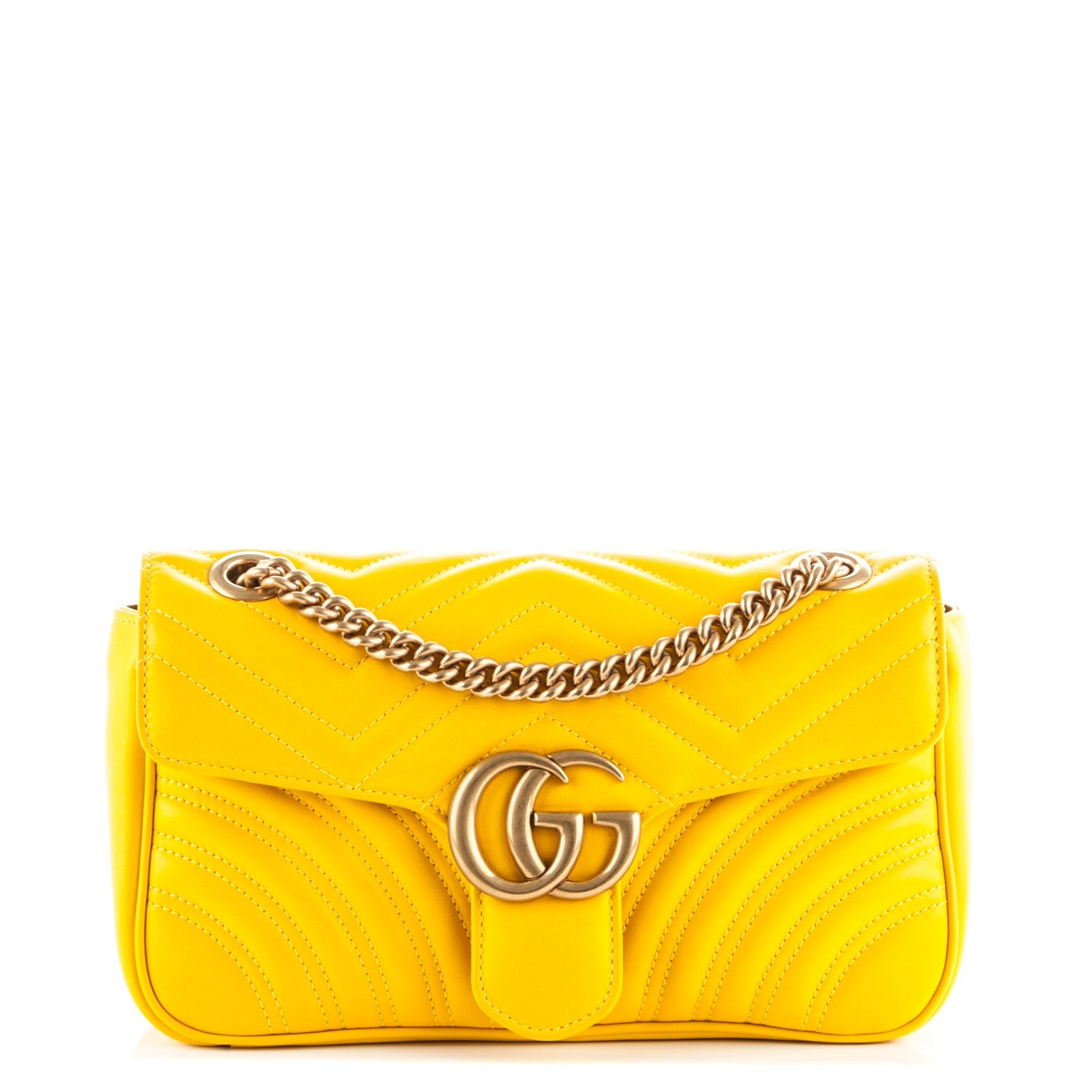 Gucci Calfskin Matelasse Small GG Marmont Shoulder Bag Stone Topaz 1 of 7