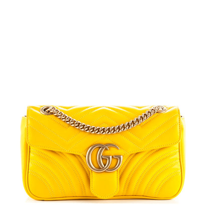Gucci Calfskin Matelasse Small GG Marmont Shoulder Bag Stone Topaz 1 of 7