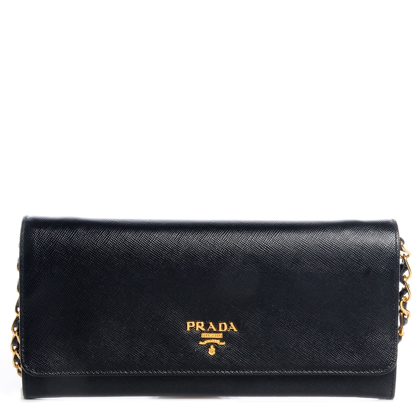 Saffiano Metal Oro Chain Wallet Nero Black