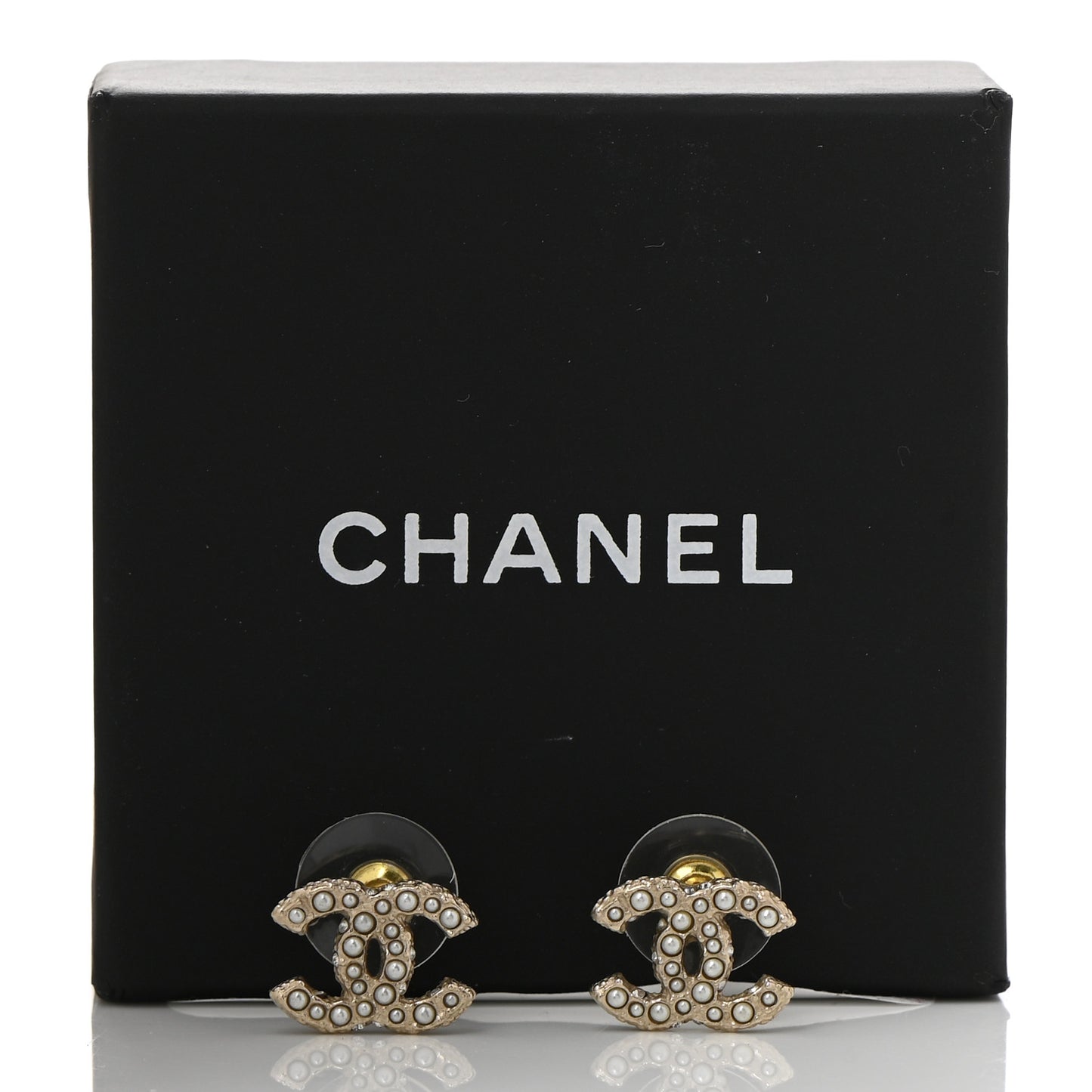 Metal Graduated Pearl Crystal CC Earrings Light Gold