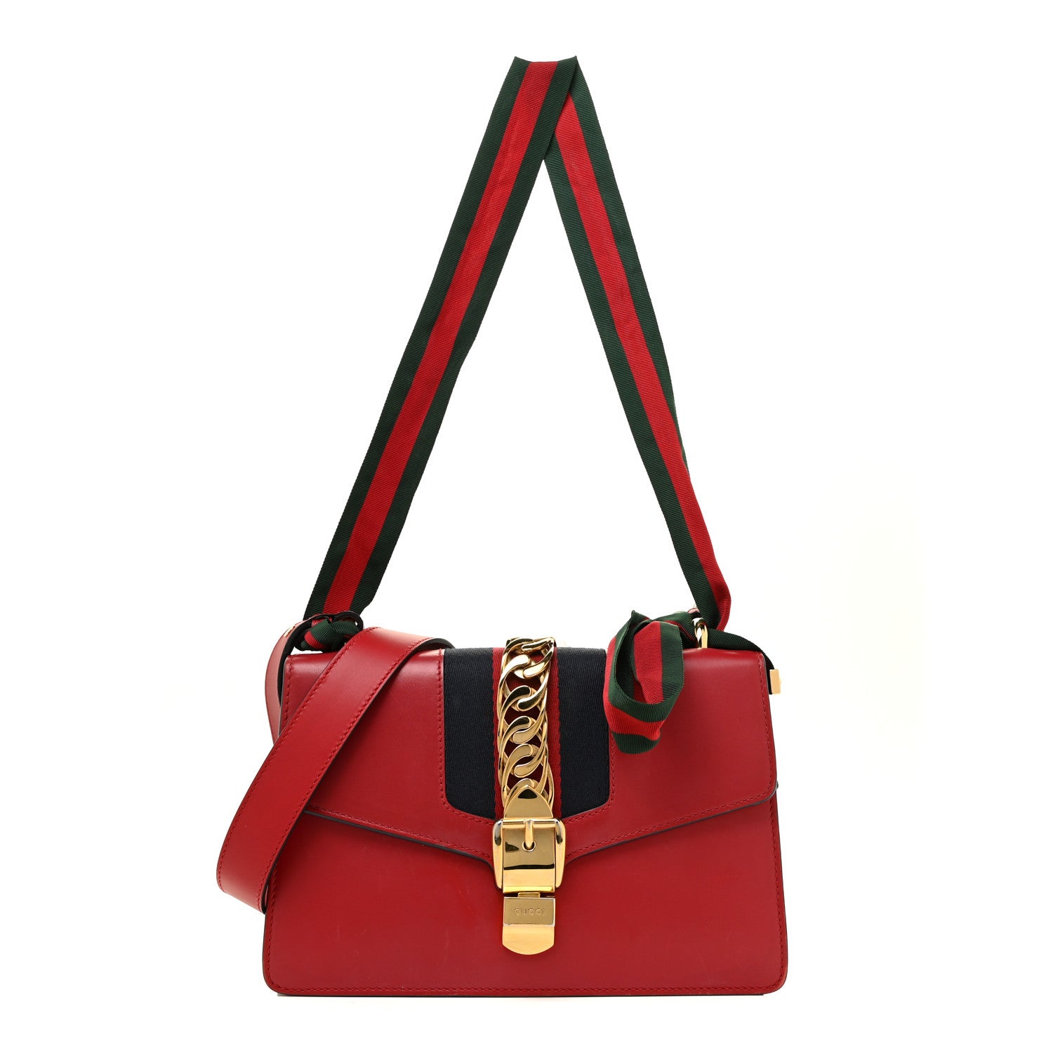 Gucci Calfskin Small Sylvie Shoulder Bag Hibiscus Red 1 of 24