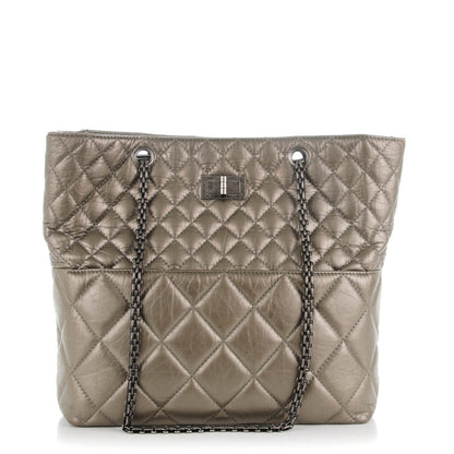 Chanel Aged Calfskin Quilted Reissue 2.55 Tote Dark Silver 1 of 7