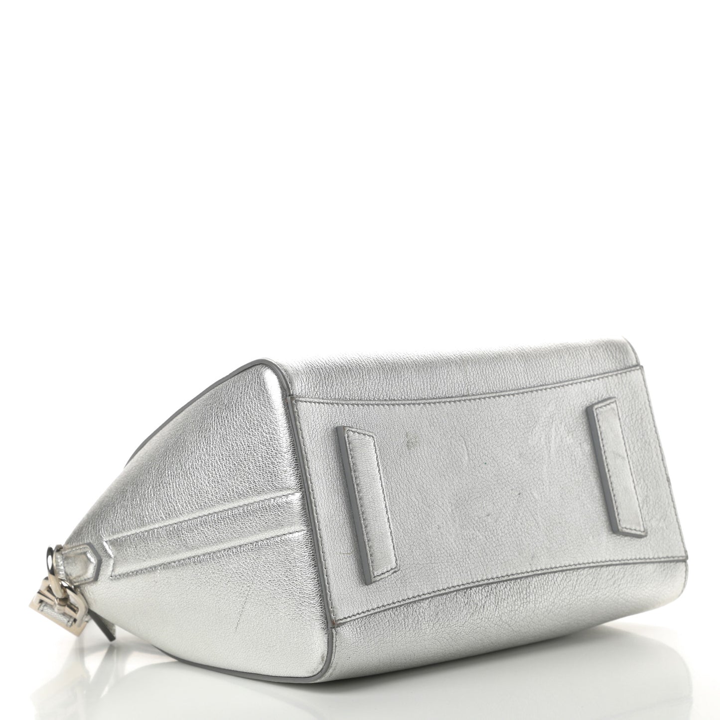Metallic Sugar Goatskin Small Antigona Silver
