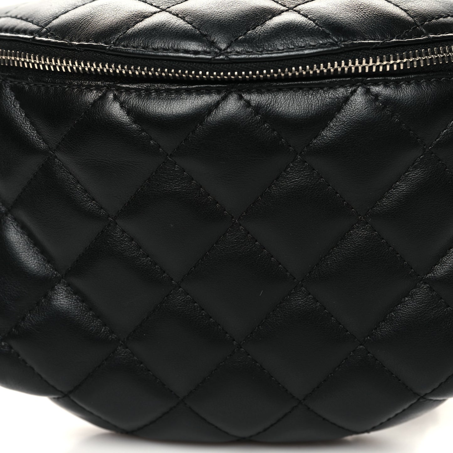 Lambskin Quilted Waist Belt Bag Black