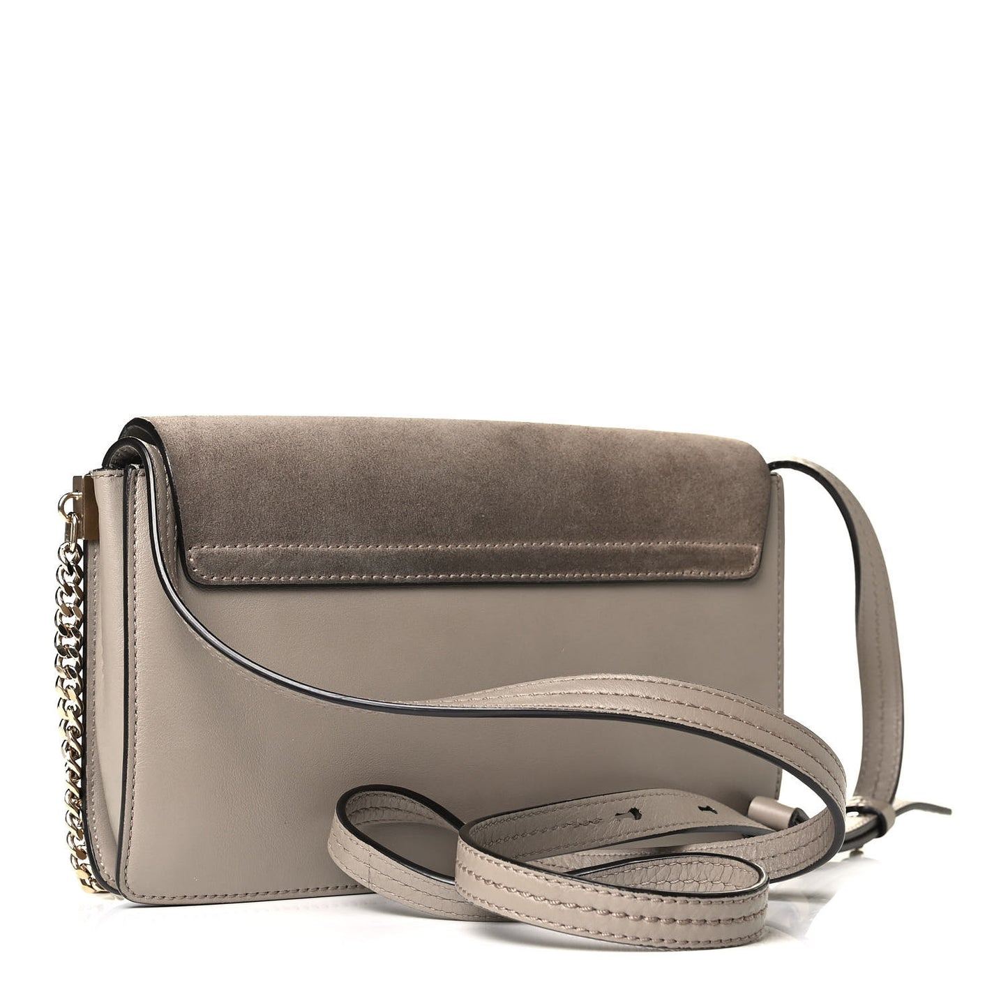 Suede Calfskin Small Faye Shoulder Bag Motty Grey