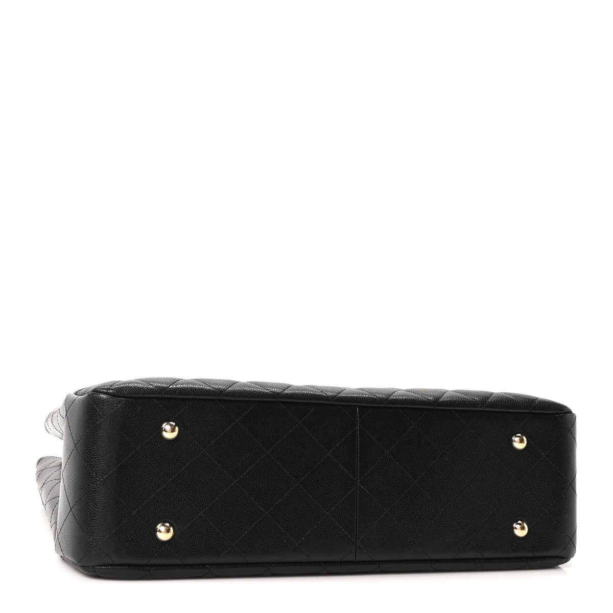 Caviar Quilted Large Classic Shopping Tote Black
