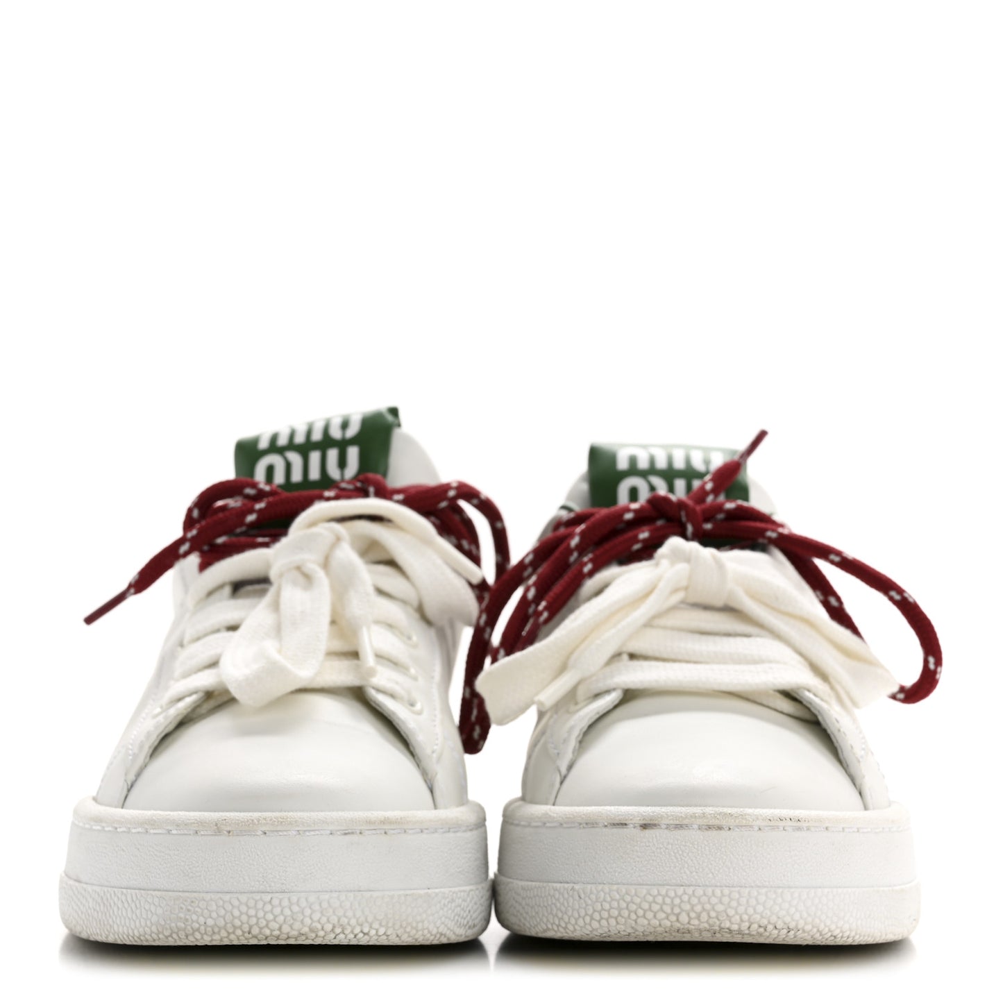 Calfskin Womens Low Top Sneakers 36.5 White Green