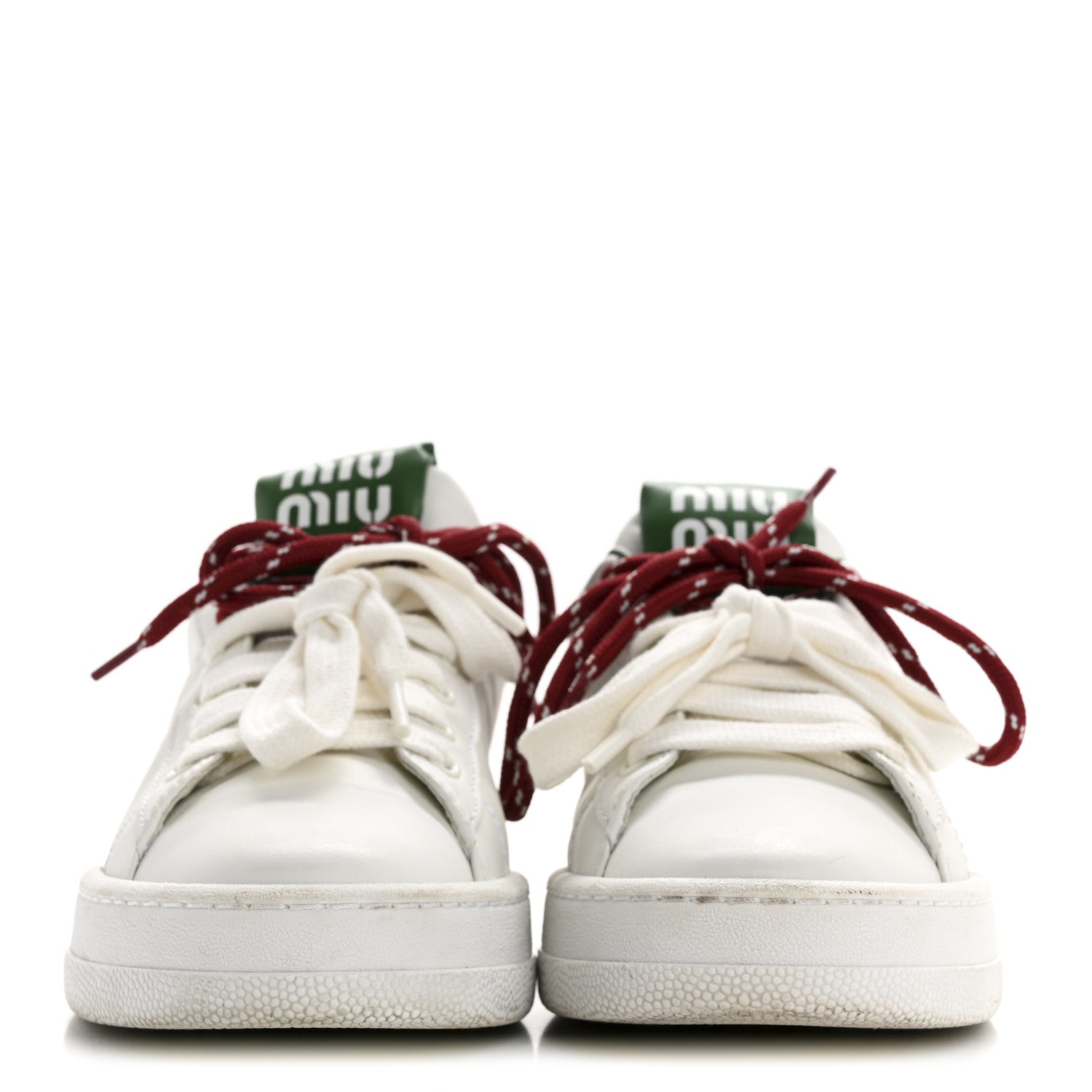 Miu Miu Calfskin Womens Low Top Sneakers 36.5 White Green 3 of 11