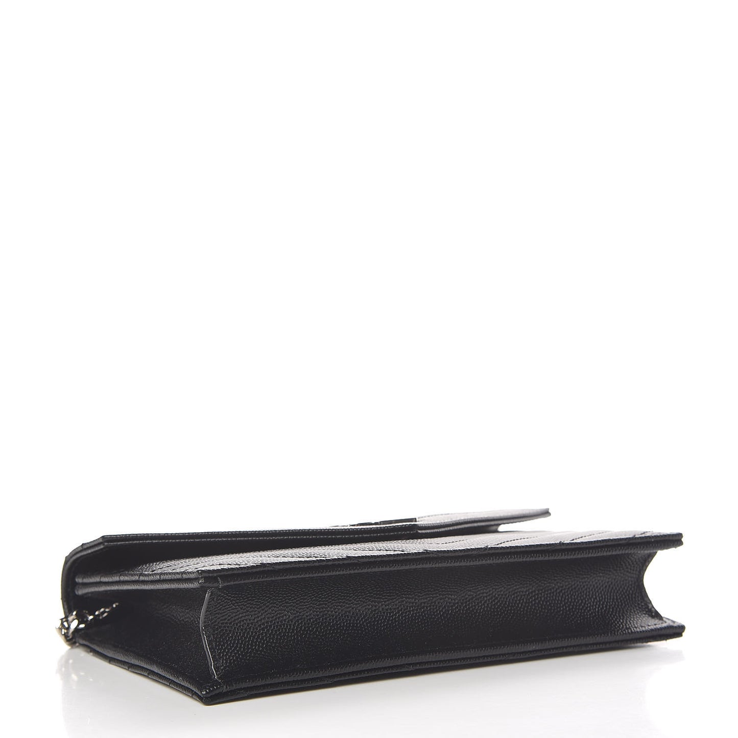 Grain De Poudre Matelasse Chevron Monogram Envelope Chain Wallet Black