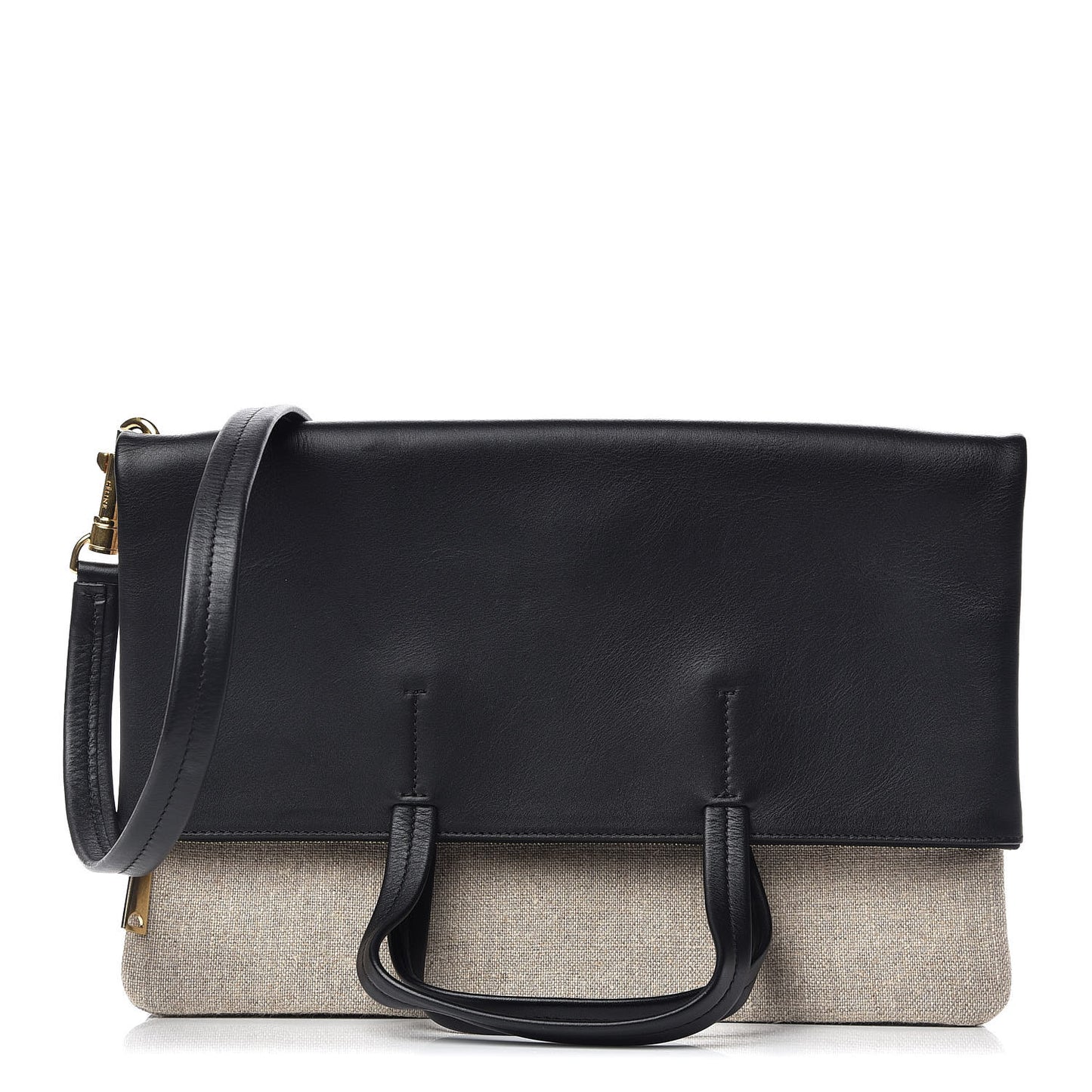 Smooth Calfskin Linen Folded Cabas Black