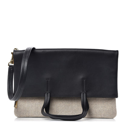 Celine Smooth Calfskin Linen Folded Cabas Black 1 of 13