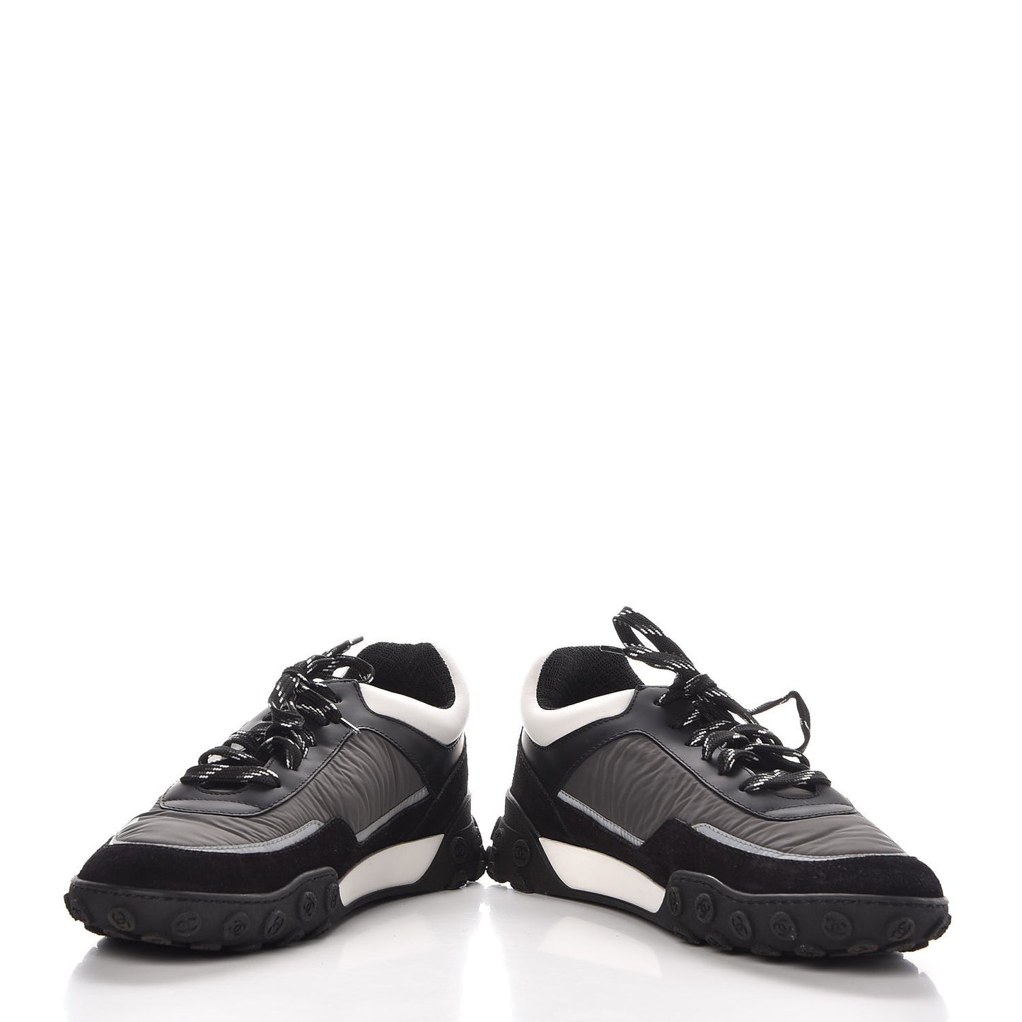 Nylon Calfskin Suede CC Sneakers 40 Grey Black White