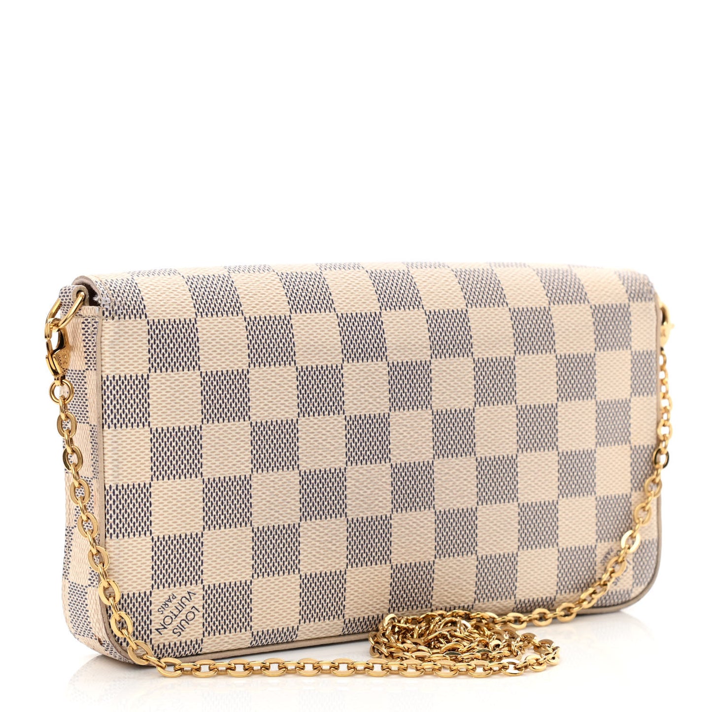 Damier Azur Pochette Felicie Chain Wallet Rose Ballerine