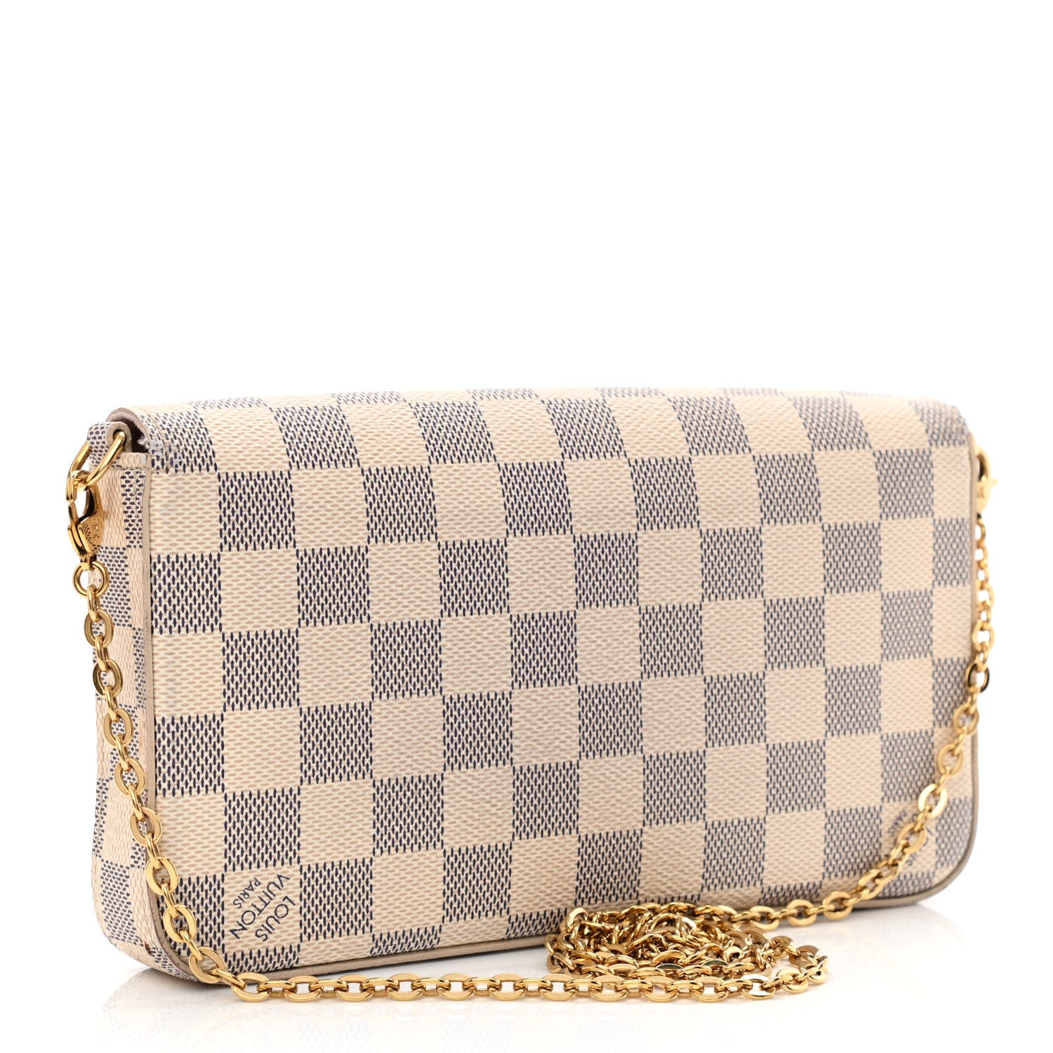 Louis Vuitton Damier Azur Pochette Felicie Chain Wallet Rose Ballerine 4 of 16