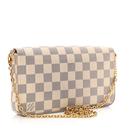 Louis Vuitton Damier Azur Pochette Felicie Chain Wallet Rose Ballerine 4 of 16