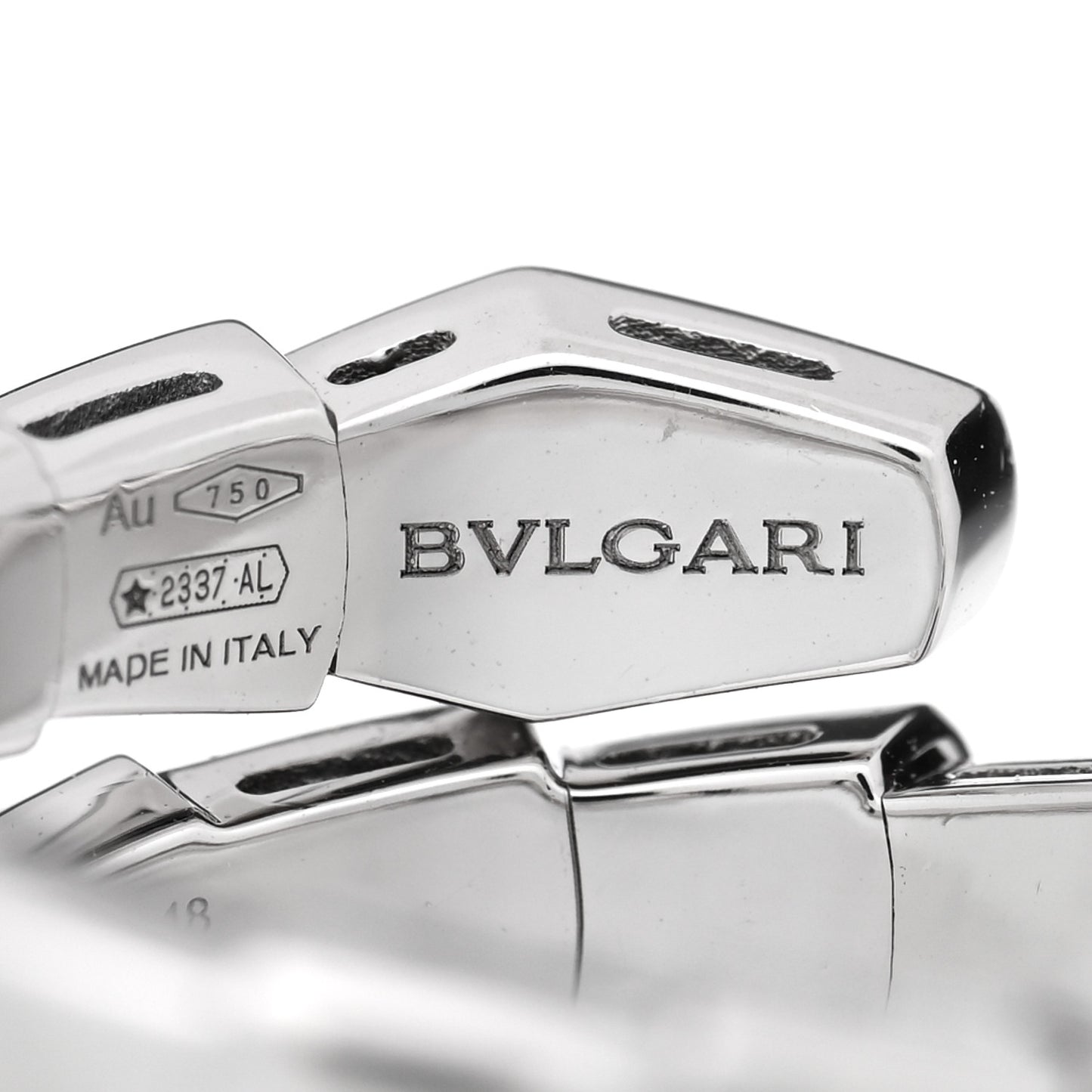 18K White Gold Diamond Serpenti Viper Single Spiral Ring