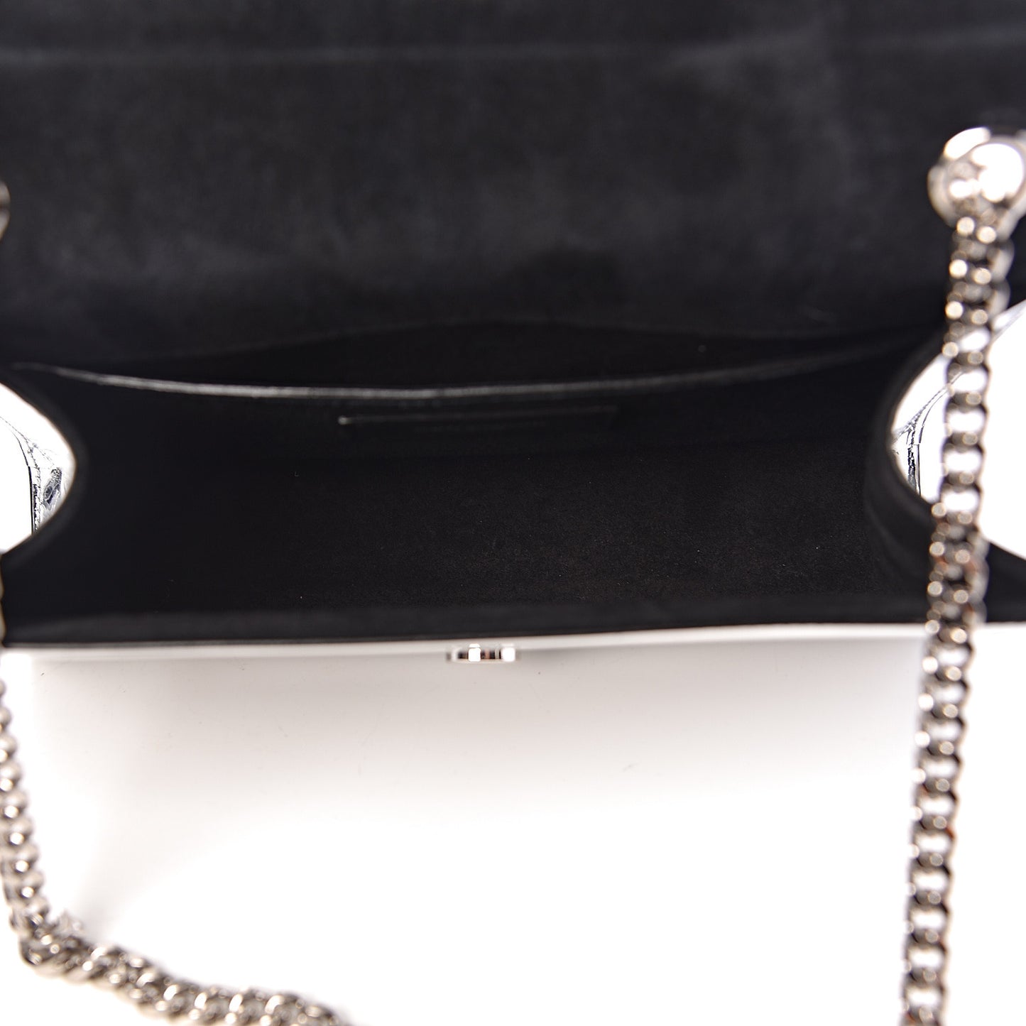 Patent Small Monogram Kate Satchel Silver