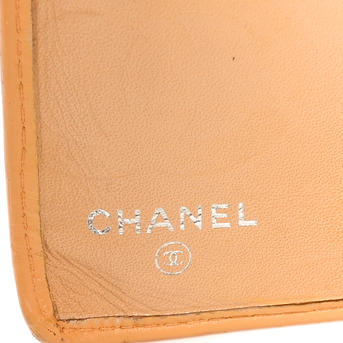 Calfskin Quilted Cambon Yen Wallet Beige Black