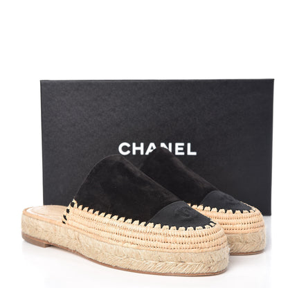 Chanel Suede Grosgrain CC Espadrilles 38 Black 9 of 9