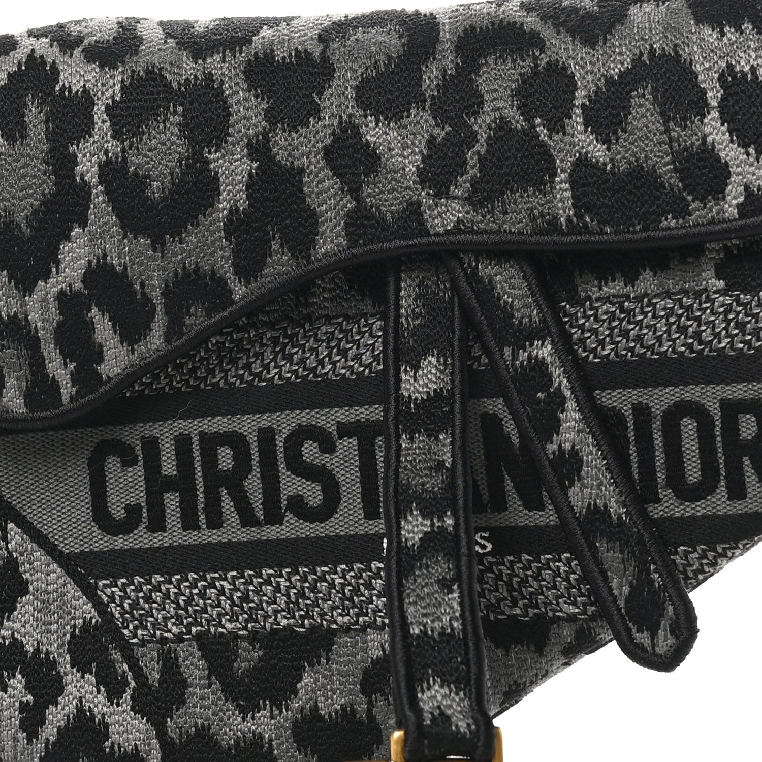 Christian Dior Canvas Mizza Embroidered Saddle Bag Gray 8 of 10