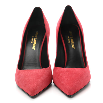 Saint Laurent Kid Scamosciato Classic Paris 105 Skinny Pumps 37 New Red 2 of 9
