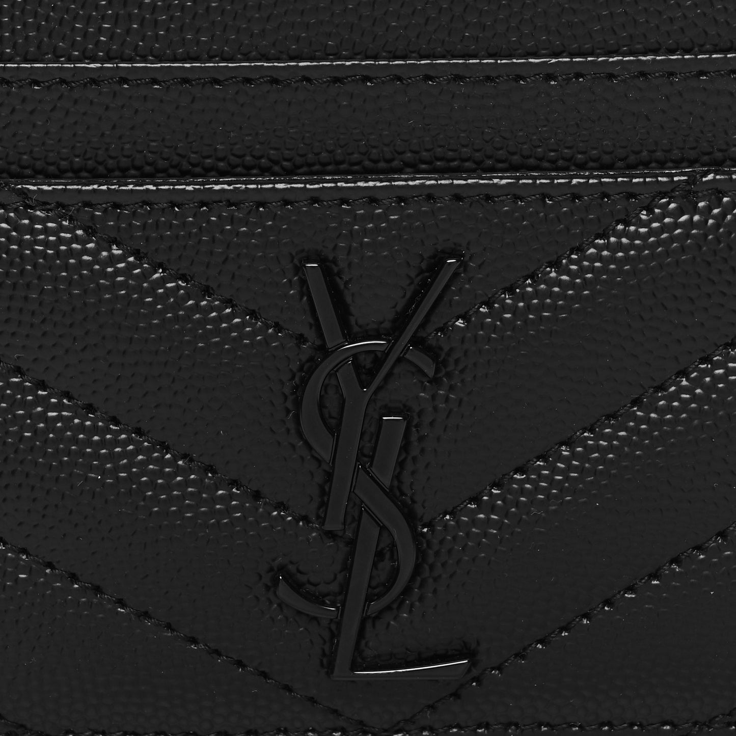 Grain De Poudre Matelasse Chevron Monochrome Monogram Credit Card Case Black