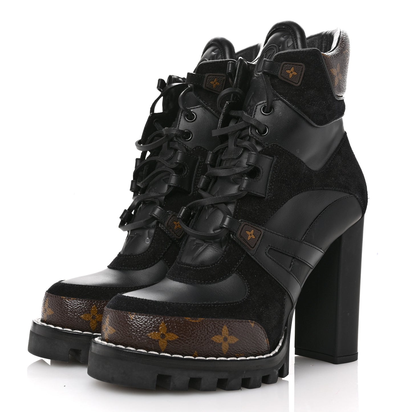Suede Calfskin Monogram Star Trail Ankle Boots 39 Black