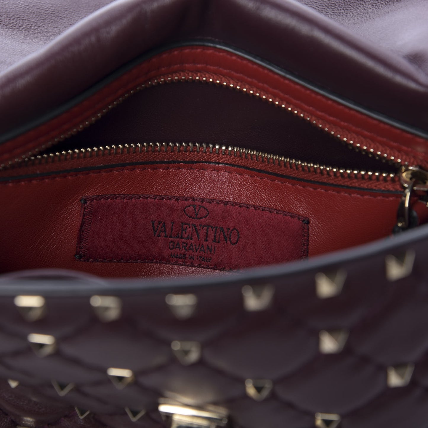 Nappa Medium Rockstud Spike Shoulder Bag Rubin