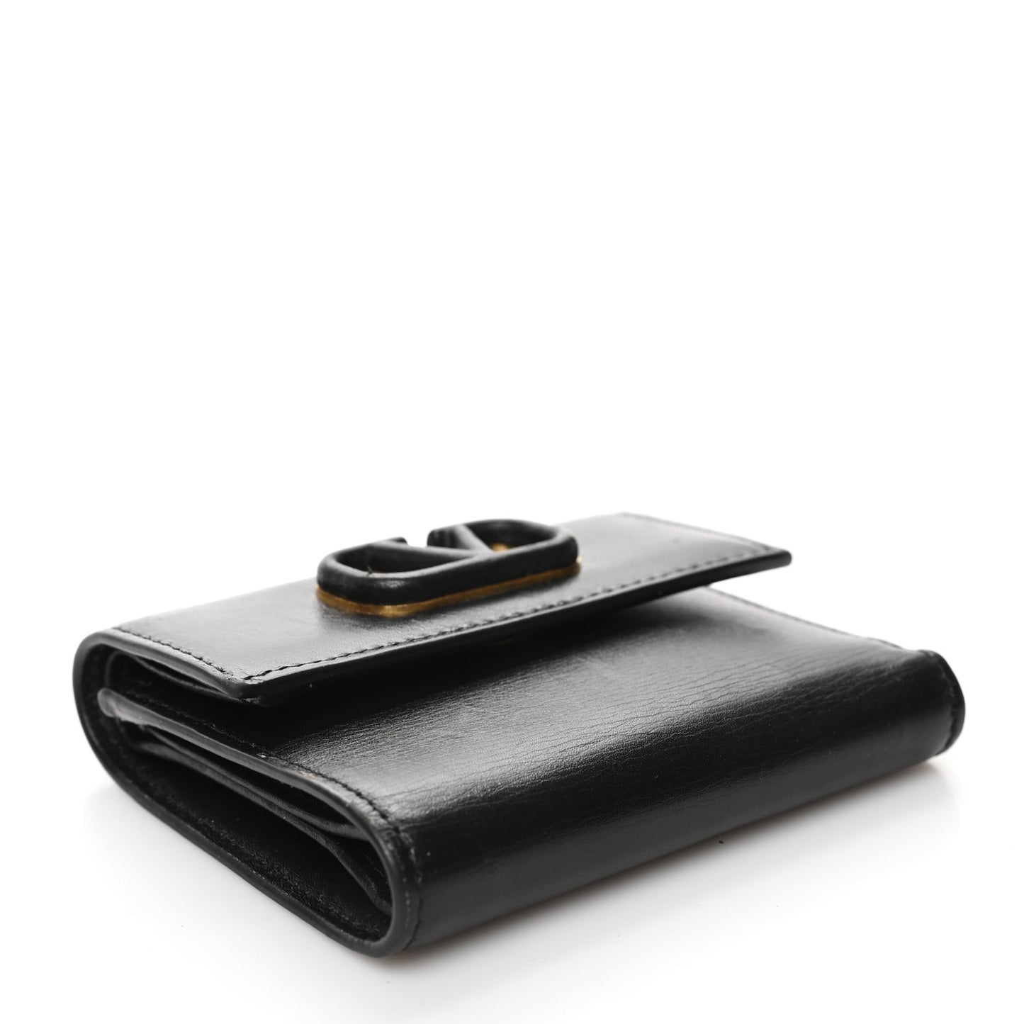 Calfskin VLogo Compact Wallet Black