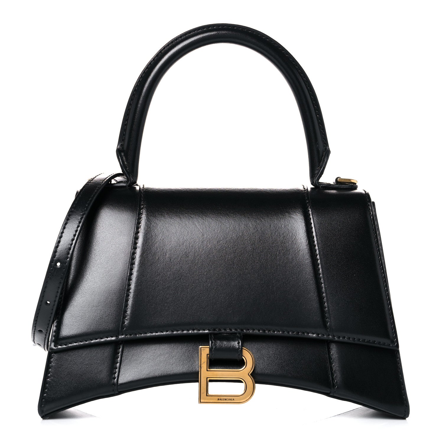 Balenciaga Shiny Box Calfskin Small Hourglass Top Handle Bag Black 1 of 16