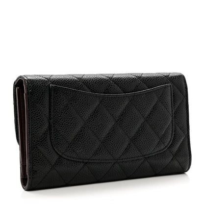 Chanel Caviar Quilted Long Flap Wallet Black 3 of 9