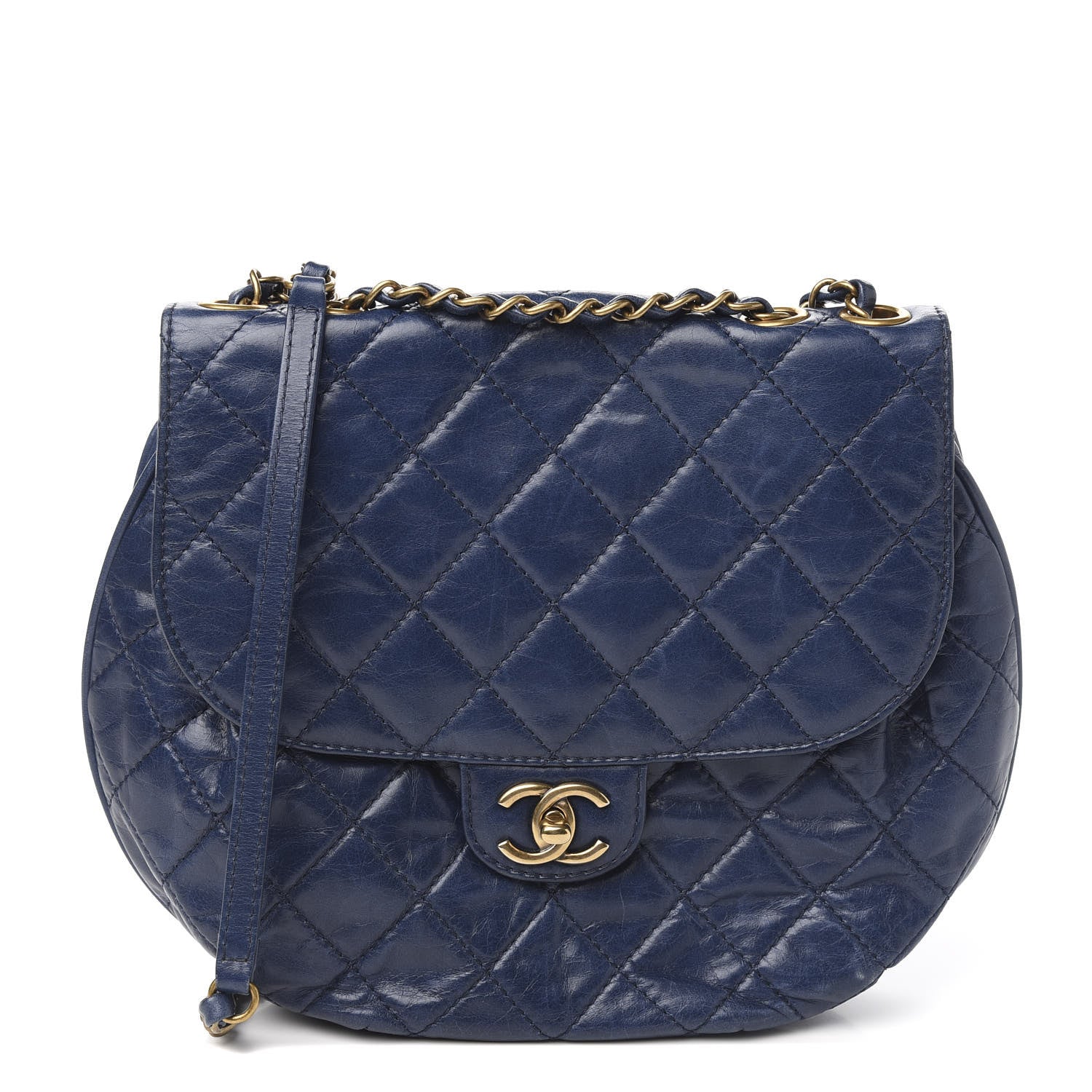 Chanel Glazed Calfskin Quilted Medium Bubble CC Flap Navy 1 of 11