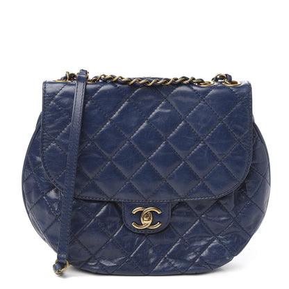 Chanel Glazed Calfskin Quilted Medium Bubble CC Flap Navy 1 of 11