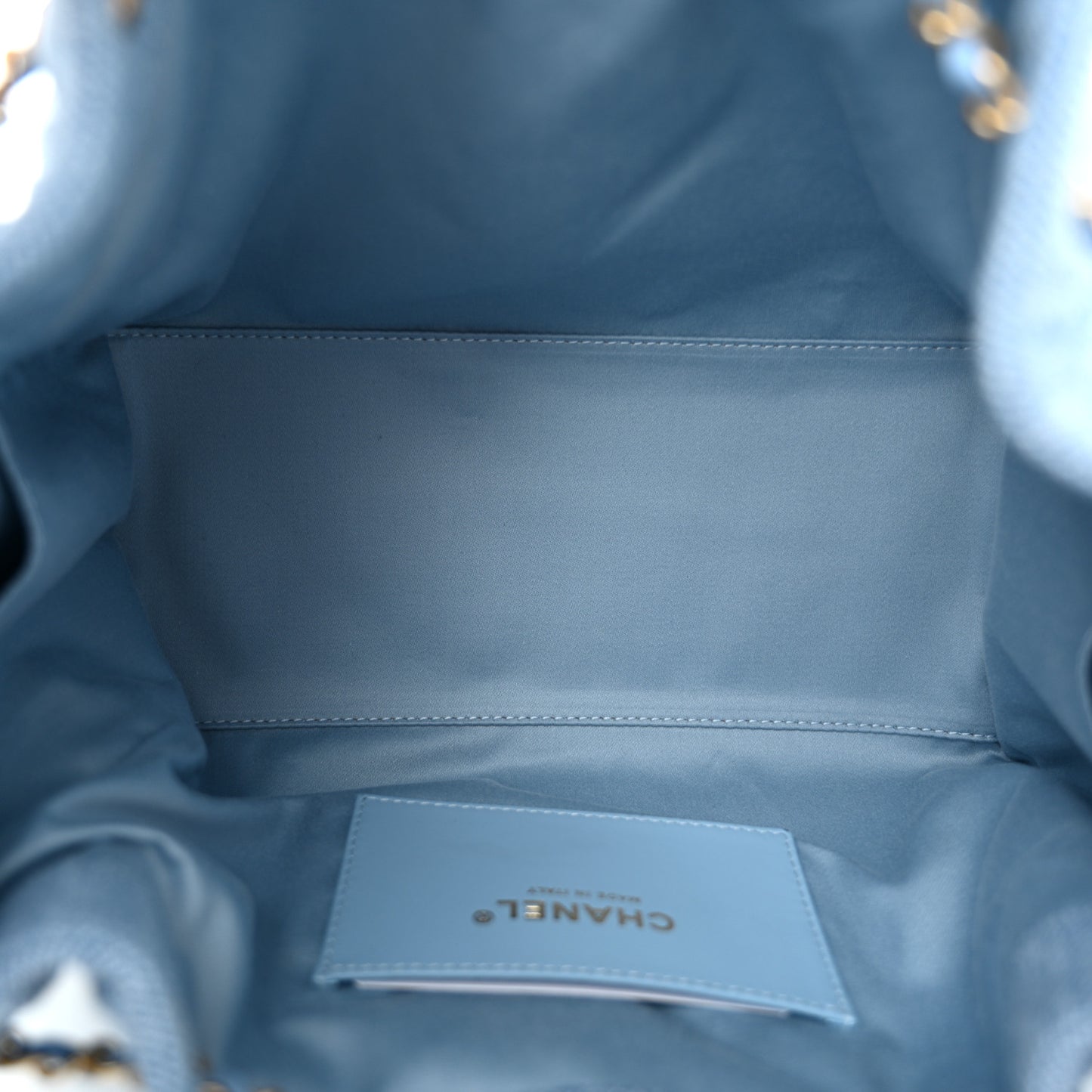Washed Denim Quilted Small Chanel 25 Handbag Blue