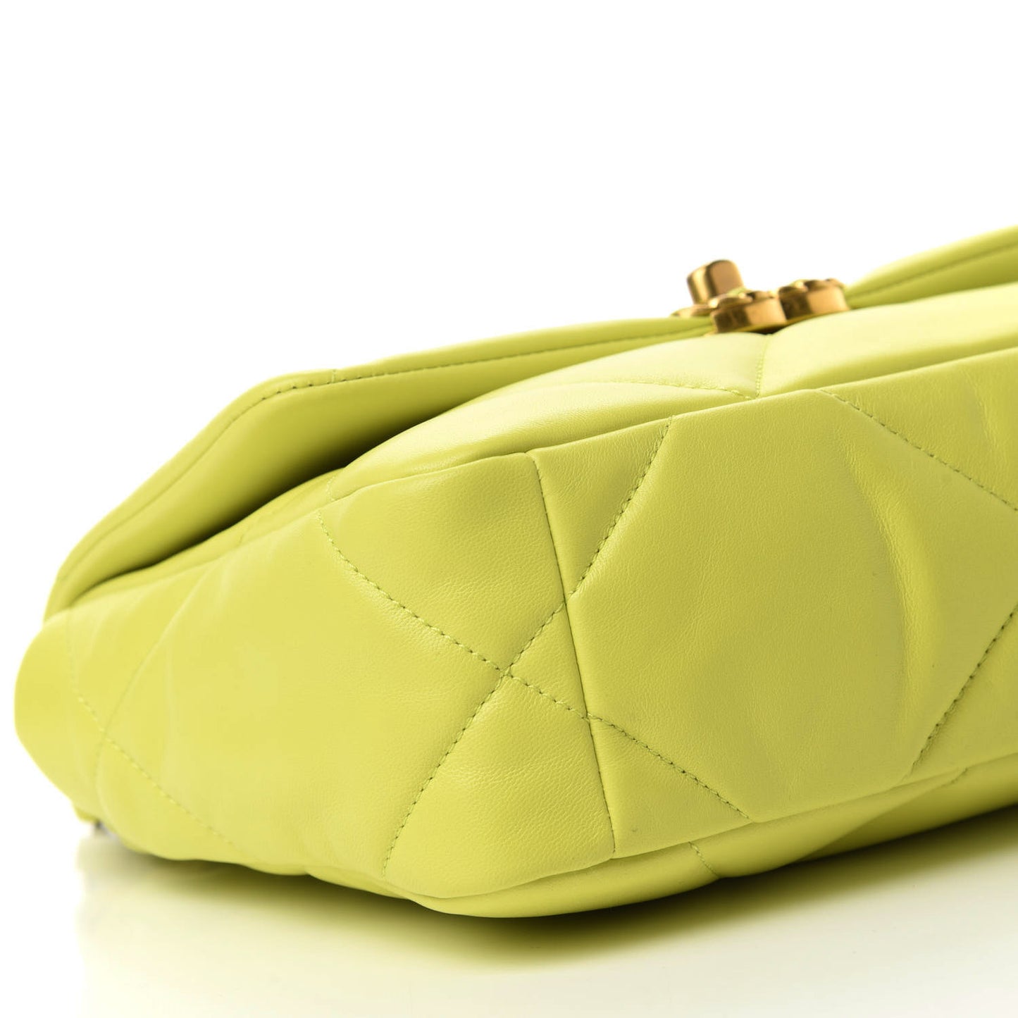 Shiny Lambskin Quilted Medium Chanel 19 Flap Neon Yellow