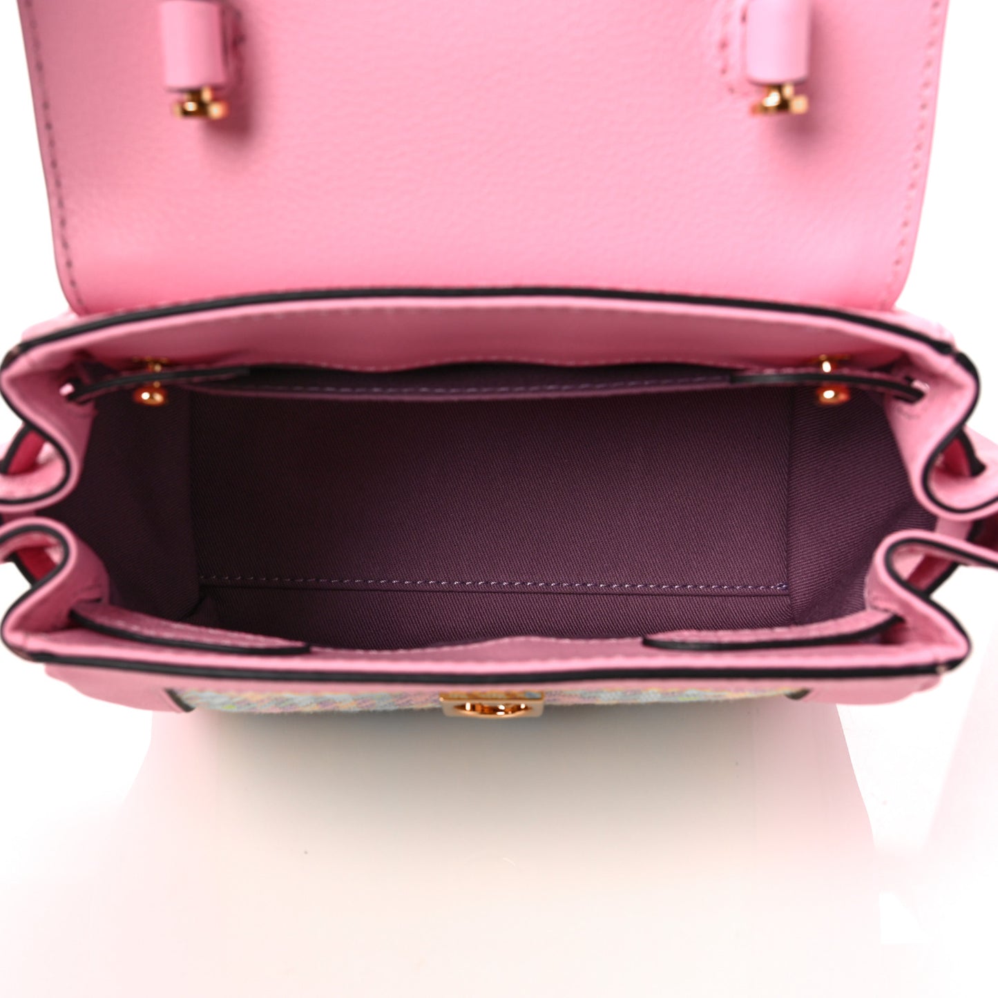 Calfskin Tweed Medusa Small Top Handle Handbag Baby Pink Pineapple