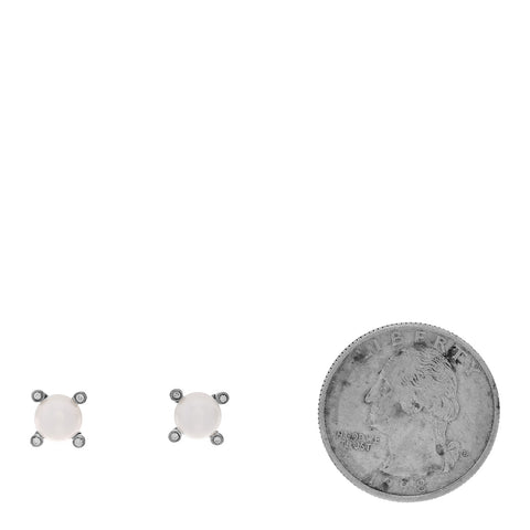 Sterling Silver Diamond Cultured Pearl 6-6.5mm Cable Stud Earrings