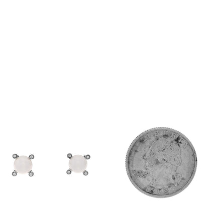 David Yurman Sterling Silver Diamond Cultured Pearl 6-6.5mm Cable Stud Earrings 2 of 5