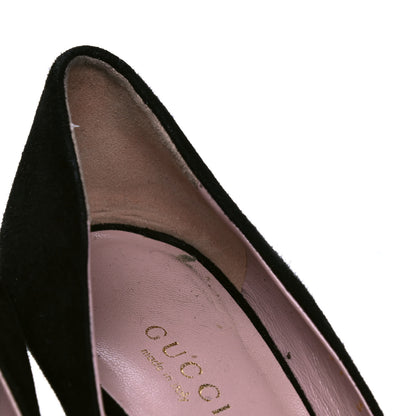 Gucci Suede Wedge Pumps 35.5 Black 3 of 6