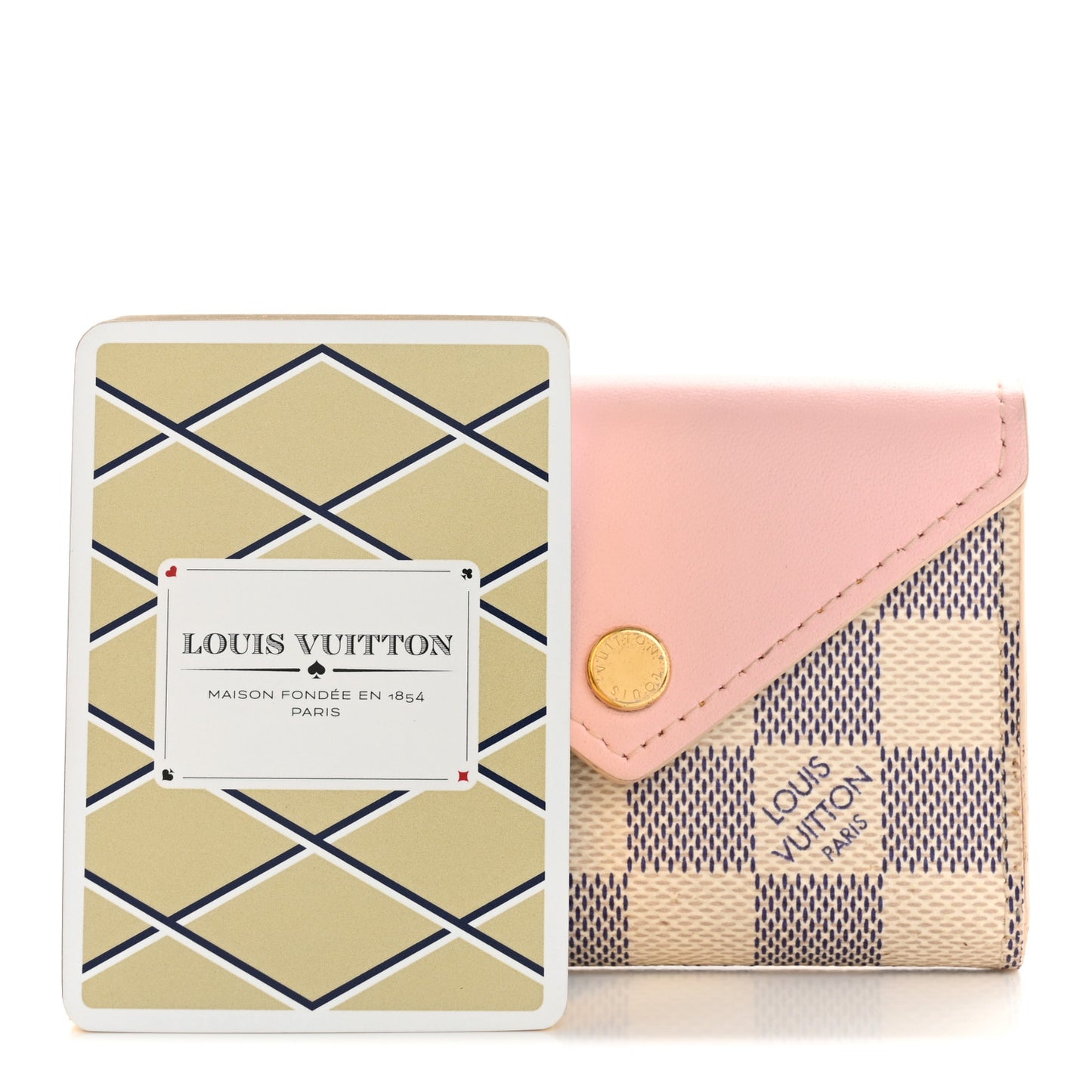 Damier Azur Arsene Playing Cards Pouch Rose Ballerine
