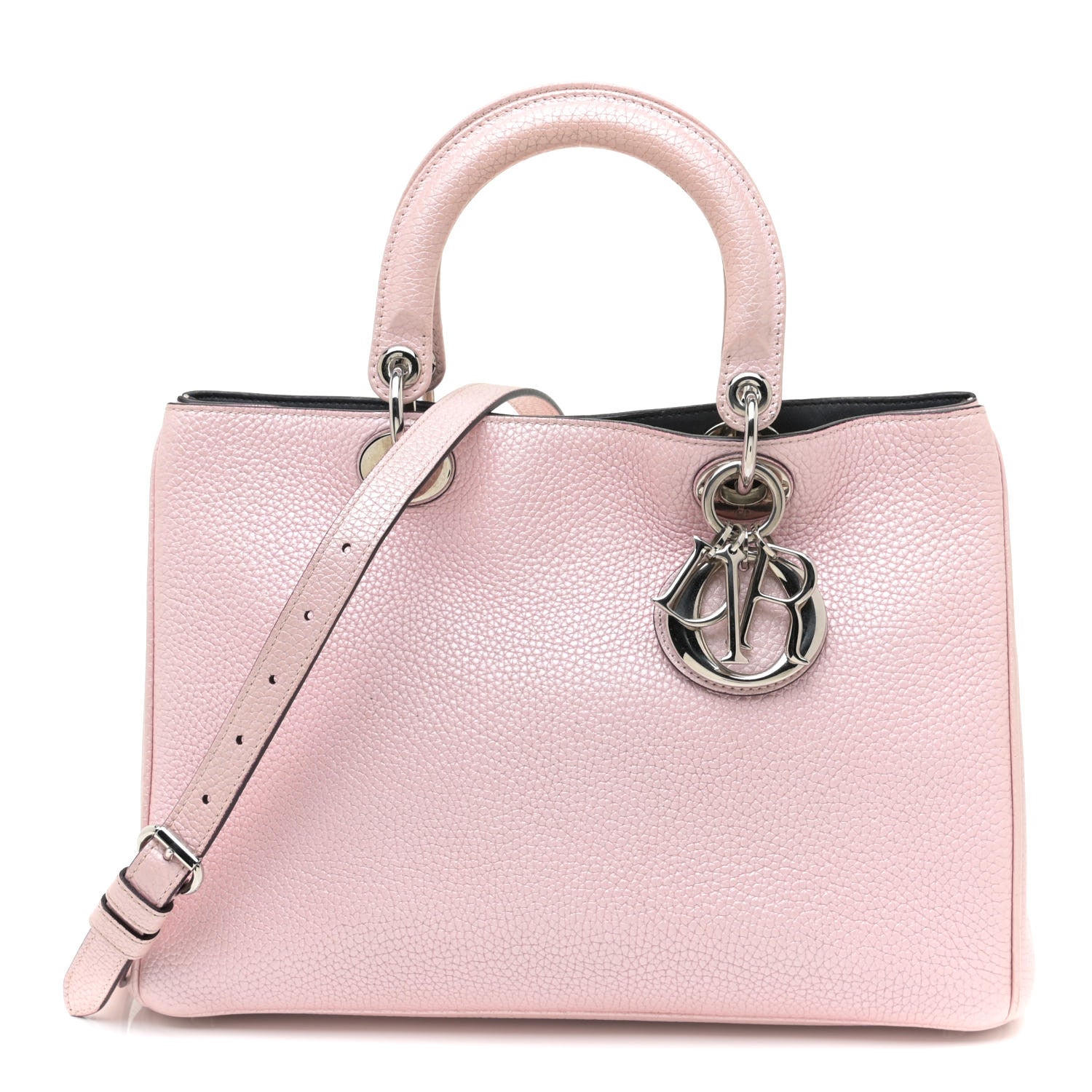 Christian Dior Metallic Bullcalf Medium Diorissimo Tote Pink 2 of 13