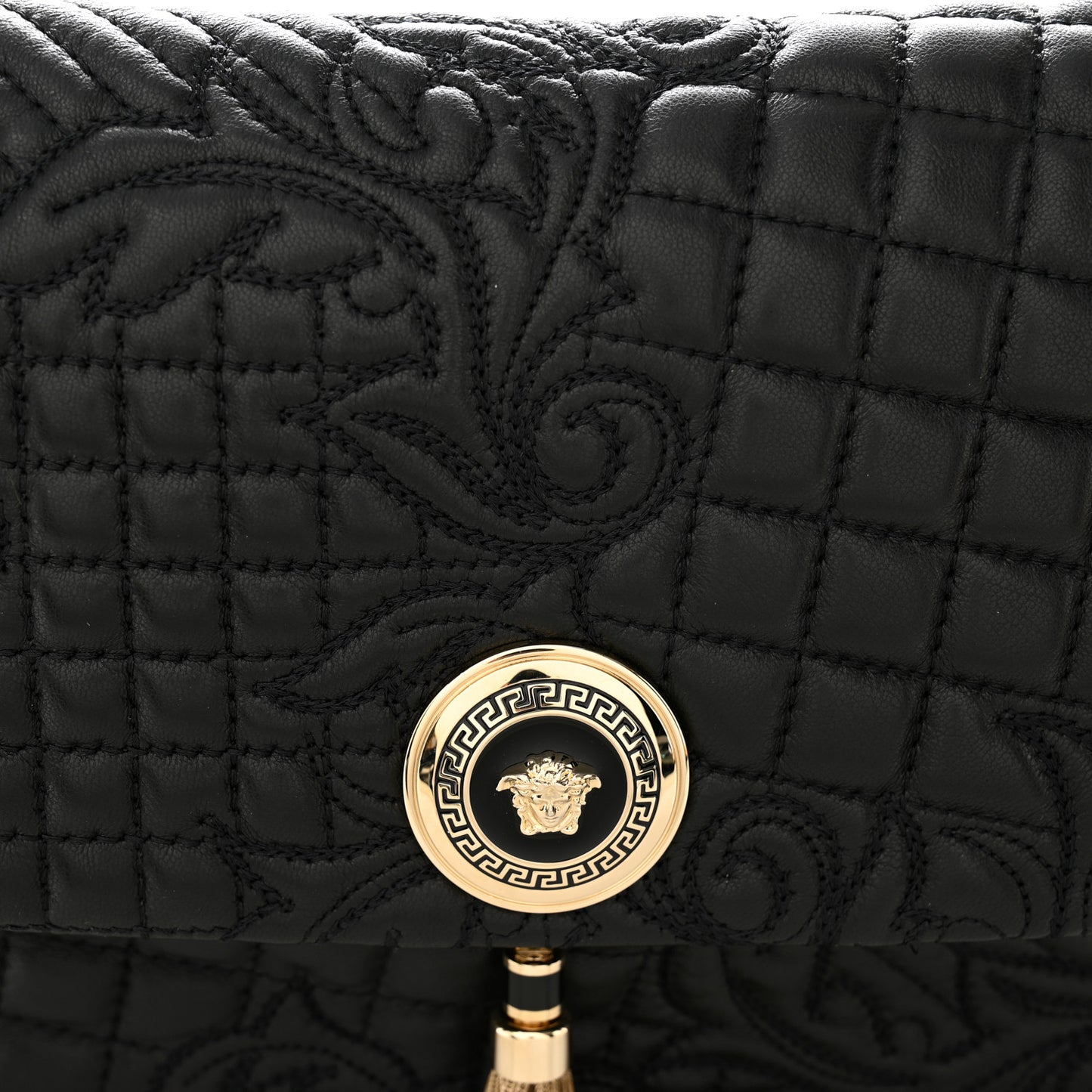 Nappa Barocco Quilted Calliope Vanitas Shoulder Bag Black