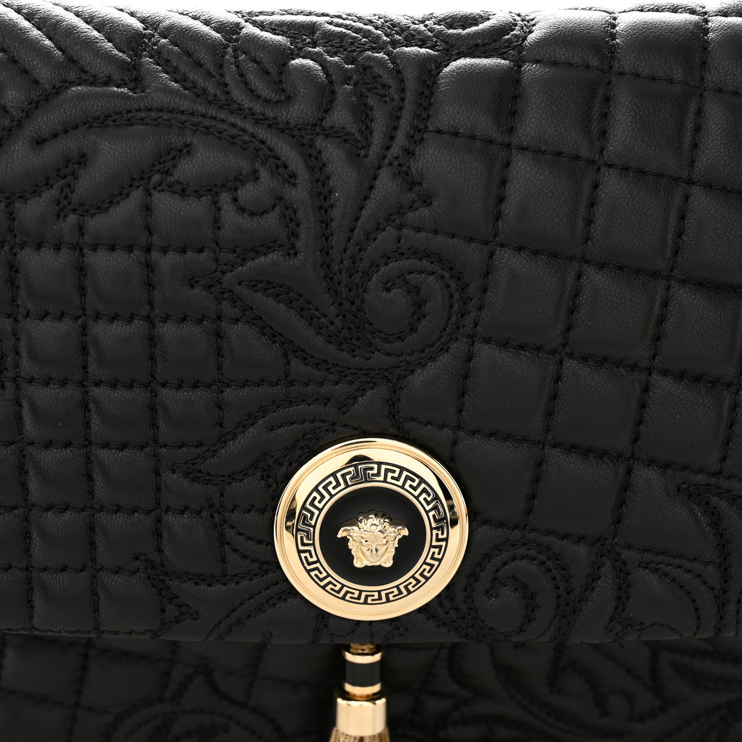 Versace Nappa Barocco Quilted Calliope Vanitas Shoulder Bag Black 8 of 10