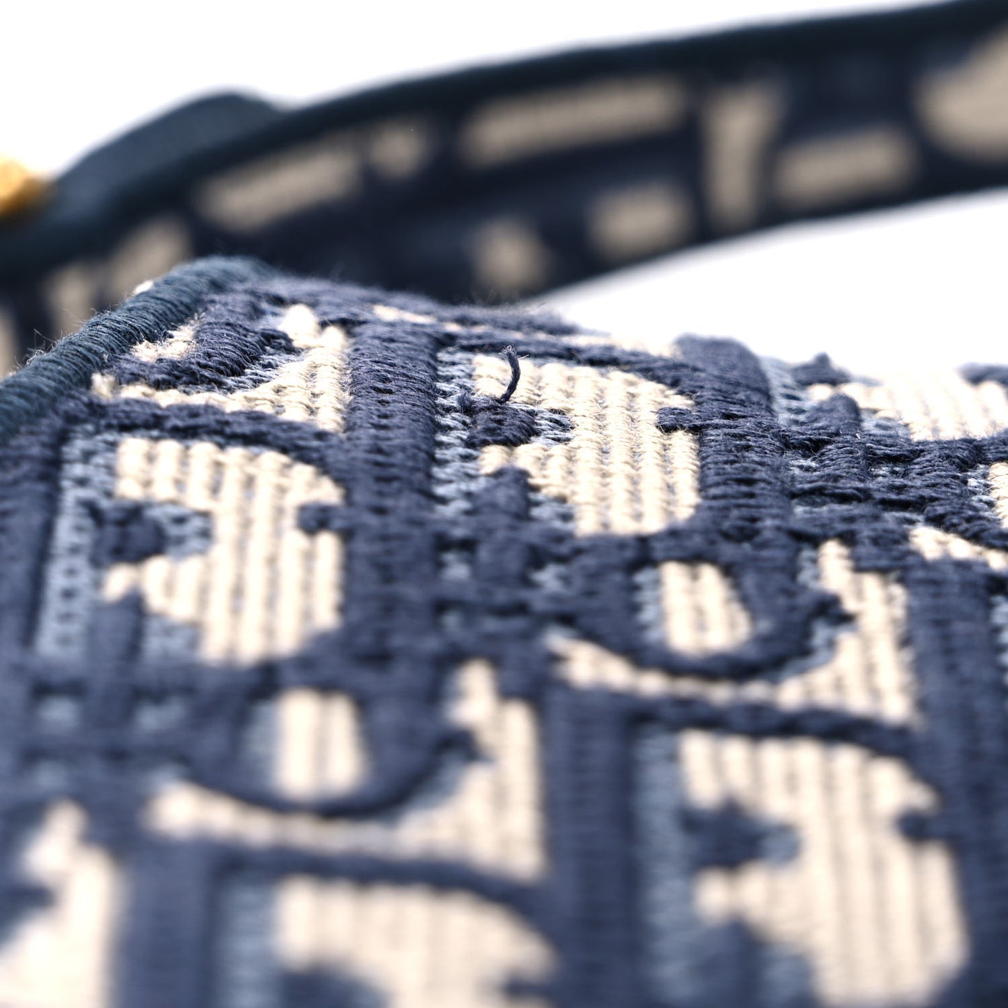 Oblique Embroidered Saddle Bag Blue