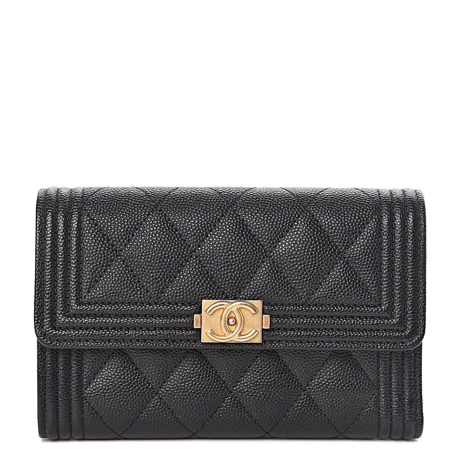 Chanel Caviar Quilted Medium Boy Flap Wallet Black 1 of 9