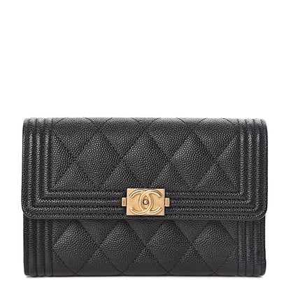 Chanel Caviar Quilted Medium Boy Flap Wallet Black 1 of 9