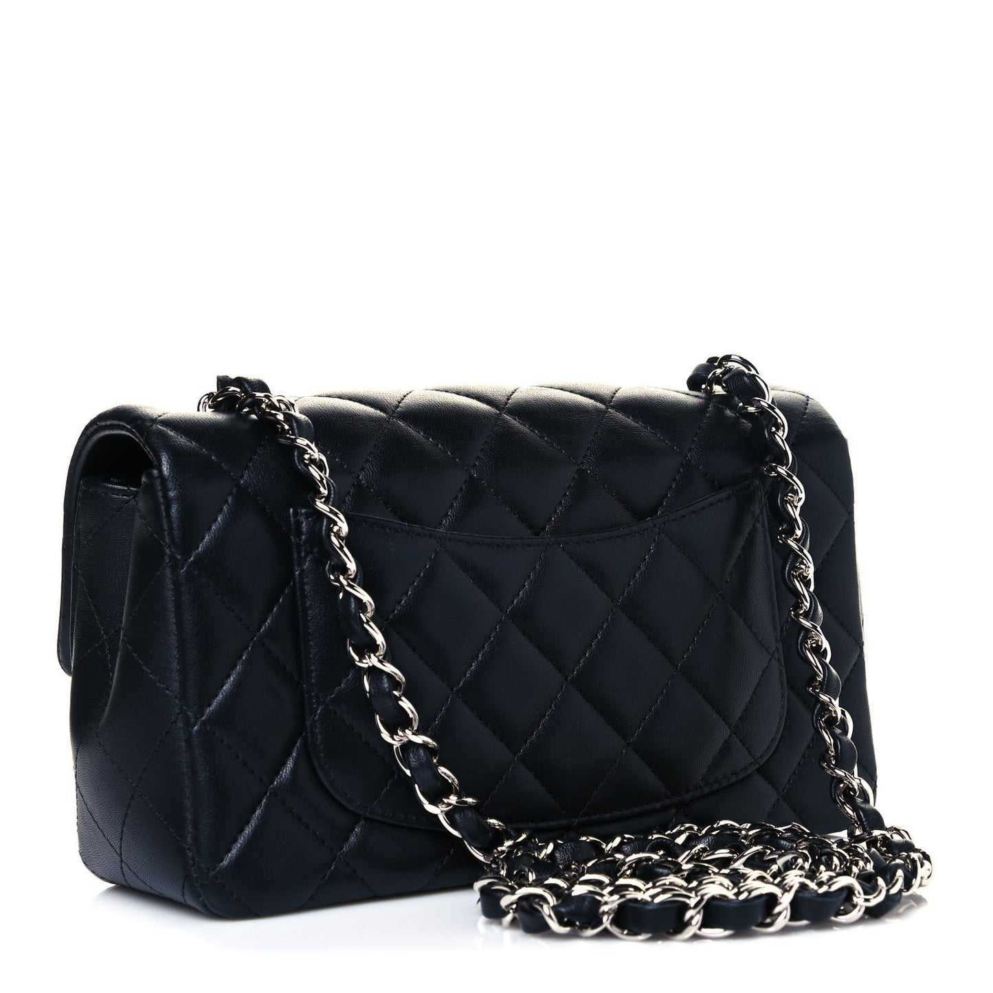 Lambskin Quilted Mini Rectangular Flap Black