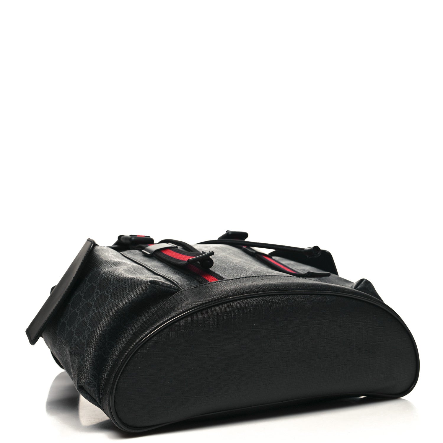 Gucci Soft GG Supreme Monogram Calfskin Web Double Buckle Backpack Black 4 of 10