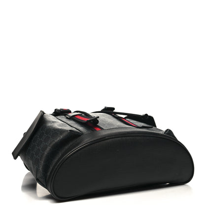 Gucci Soft GG Supreme Monogram Calfskin Web Double Buckle Backpack Black 4 of 10